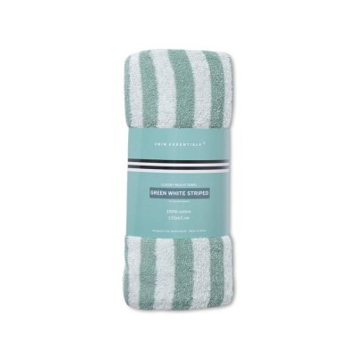 Serviette de plage coton 135 x 65 cm - rayures vertes