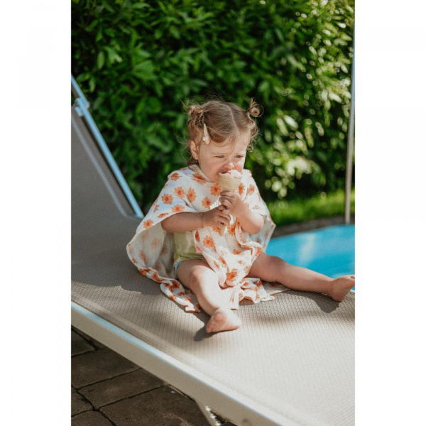 Poncho de plage 55 x 50 cm pois orange Swim essentials