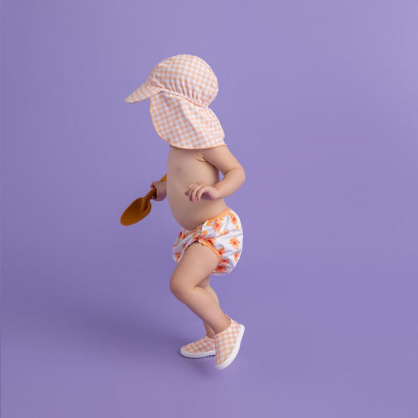 Casquette uv 1-2 ans carreaux orange Swim essentials