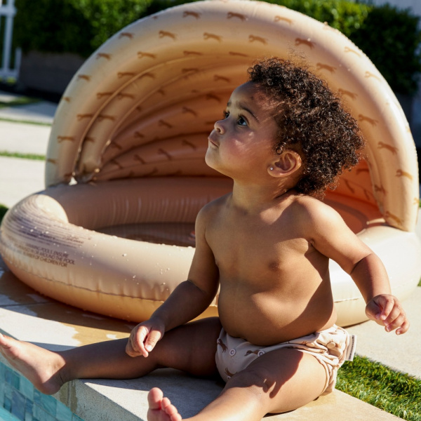 Piscine gonflable avec canopy léopard beige Swim essentials