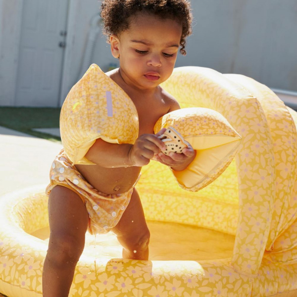 Piscine bébé ø 100 cm fleurs jaunes 2 anneaux Swim essentials