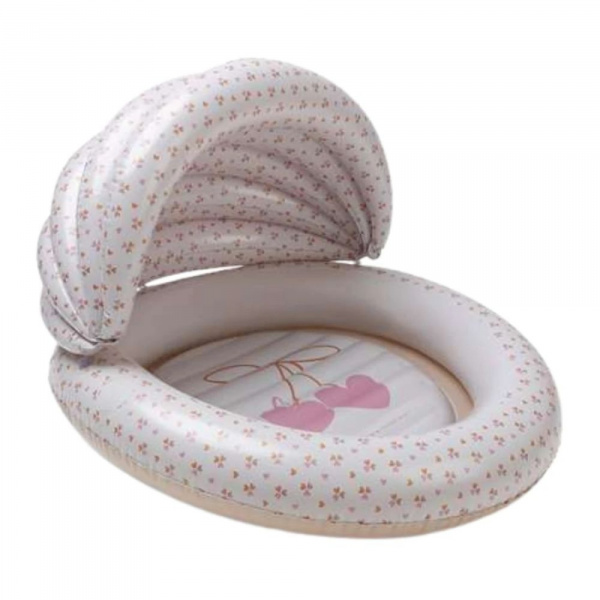 Kids pool - beige - cozy hearts - ø 100 cm with canopy Swim essentials