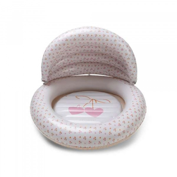 Kids pool - beige - cozy hearts - ø 100 cm with canopy Swim essentials