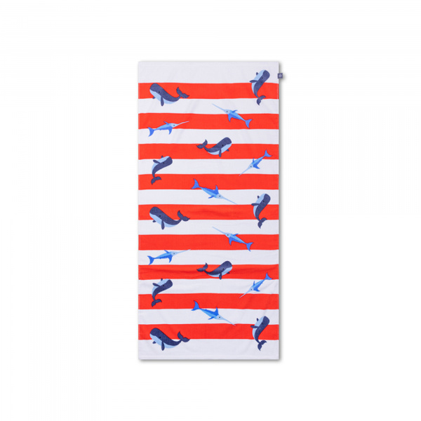 Serviette de plage coton 135 x 65 cm - baleine rouge Swim essentials