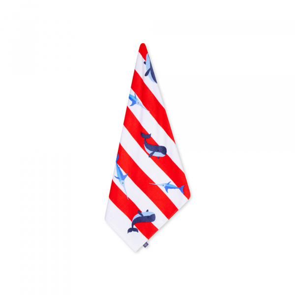 Serviette de plage coton 135 x 65 cm - baleine rouge Swim essentials