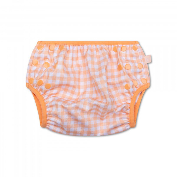 Couche de bain lavable carreaux orange 0-3 ans Swim essentials