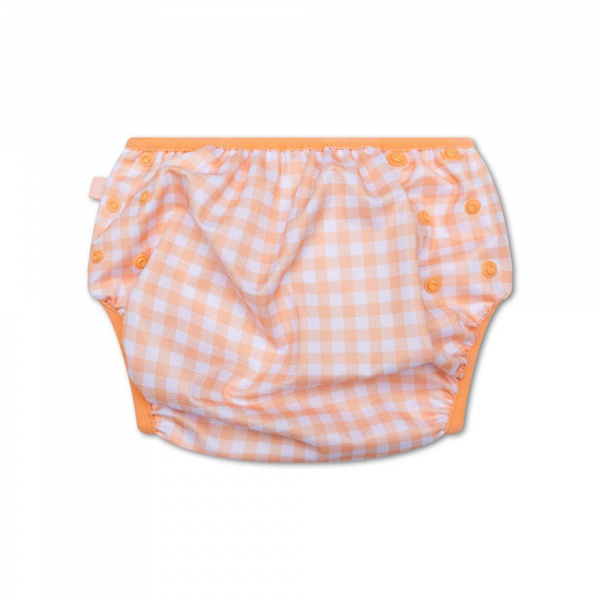 Couche de bain lavable carreaux orange 0-3 ans Swim essentials