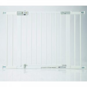 Barrière enfant 73–80 cm + extension 14 cm pour atteindre 94 cm, métal, auto close, fixation pression à 4 points, blanc Safety 1st