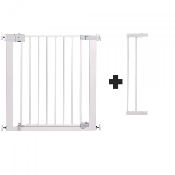 Barrière enfant 73–80 cm + extension 14 cm pour atteindre 94 cm, métal, auto close, fixation pression à 4 points, blanc Safety 1st