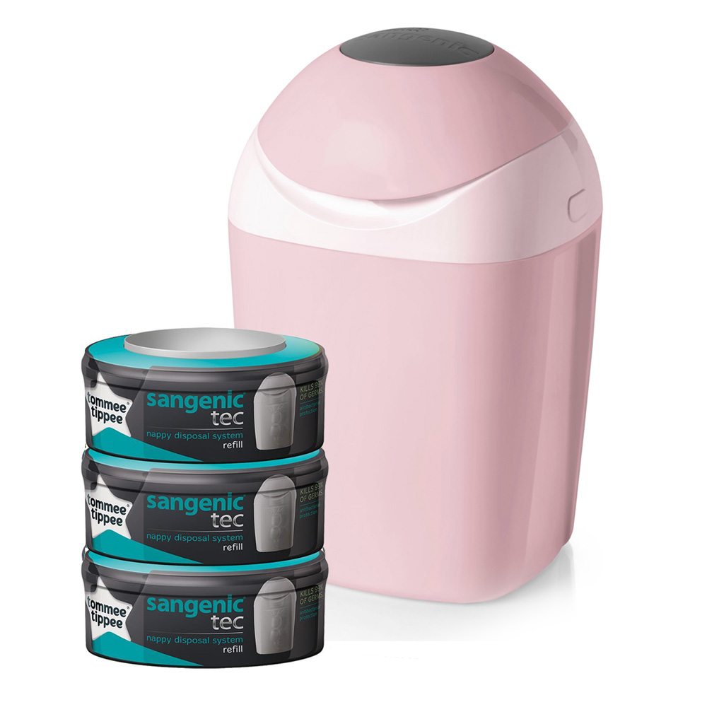 Poubelle tec rose + multipacks 3 recharges de Sangenic en vente chez CDM