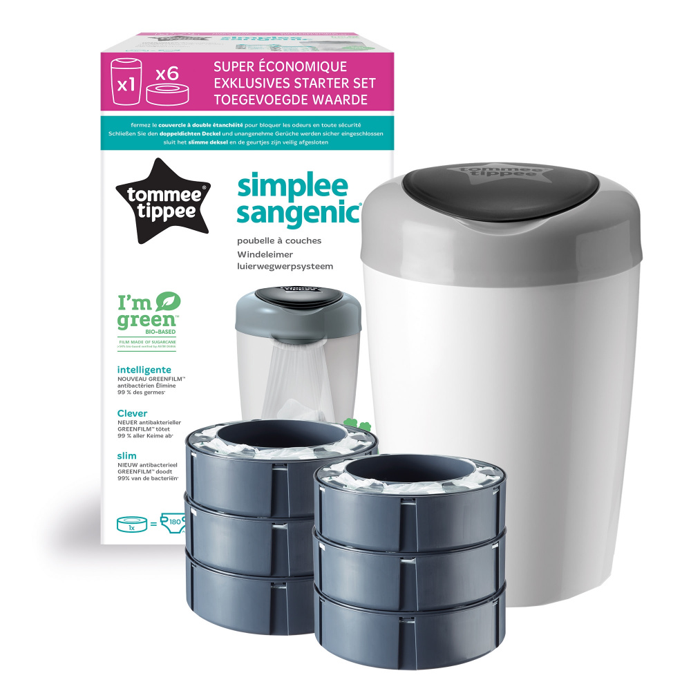 Pack poubelle à couches Sangenic Tommee Tippee + 6 recharges