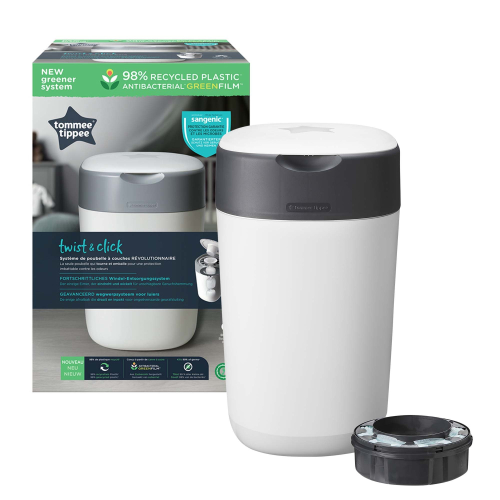 Starter pack poubelle à couches TOMMEE TIPPEE Twist & Click + 6 recharges -  blanc, Puériculture
