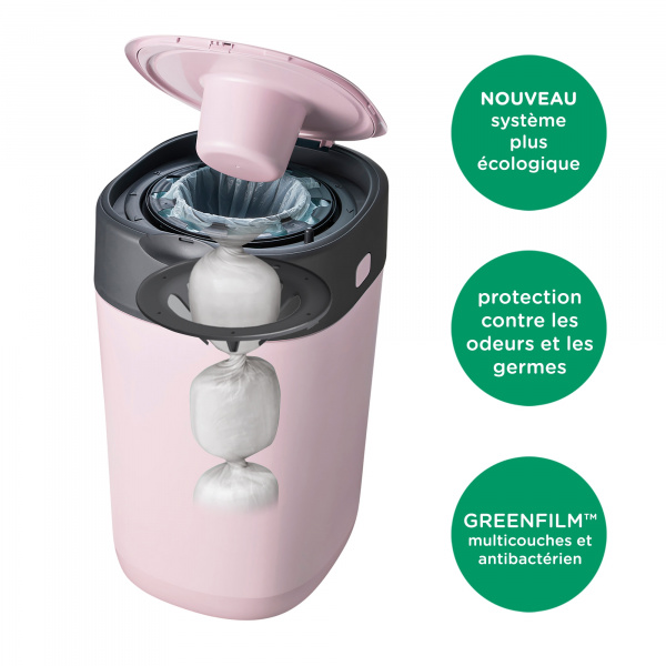 Poubelle à couches twist & click rose Tommee tippee