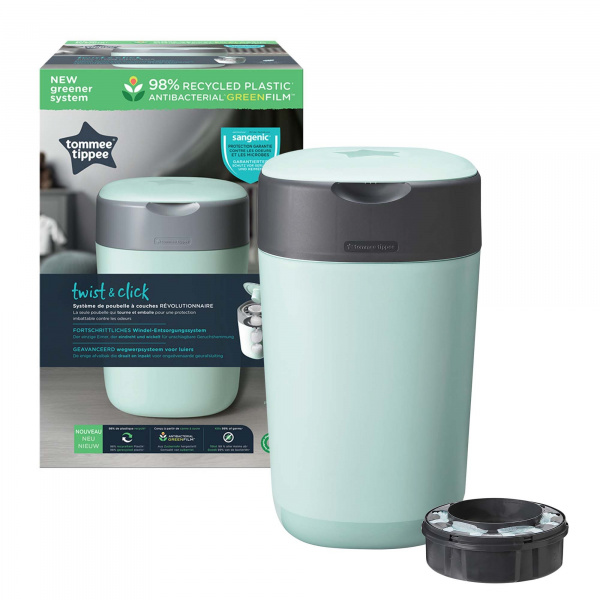 Poubelle à couches twist & click vert Tommee tippee