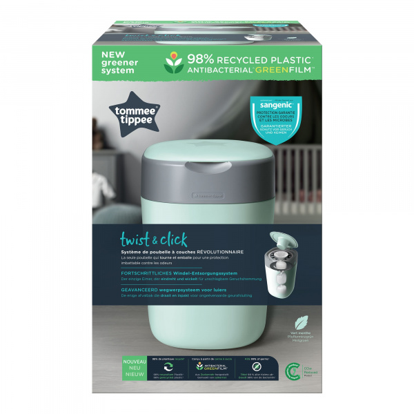 Poubelle à couches twist & click vert Tommee tippee