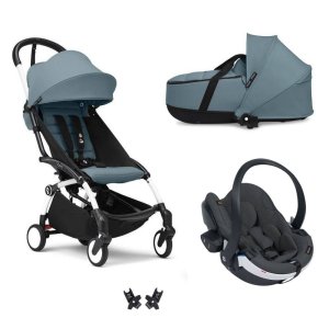 Poussette trio yoyo 3 - châssis blanc pack 6+ siège auto izi go modular x2 by besafe + nacelle aqua Stokke
