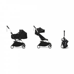 Poussette duo yoyo 3 - châssis blanc pack 6+ et nacelle noir Stokke