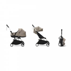 Poussette duo yoyo 3 - châssis blanc pack 6+ et nacelle taupe Stokke