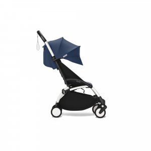 Poussette duo yoyo 3 - châssis blanc pack 6+ et siège auto izi go modular x2 by besafe bleu air france Stokke