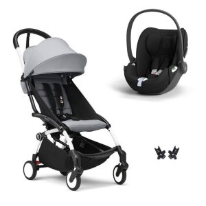 Poussette duo yoyo 3 pack 6+ et siège auto cloud t - chassis blanc - stone Stokke