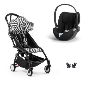 Poussette duo yoyo 3 pack 6+ et siège auto cloud t black - chassis noir - zebra Stokke