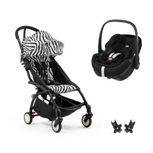 Poussette duo yoyo 3 pack 6+ et siège auto pebble 360 pro² - chassis noir - zebra Stokke