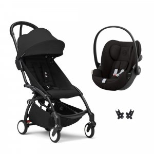 Poussette duo yoyo 3 pack 6+ et siège auto cloud g black - chassis noir - noir Stokke