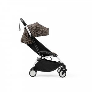 Poussette complète yoyo 3 châssis blanc pack 0+ et 6+ leopard / noir Stokke