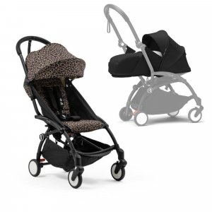 Poussette complète yoyo 3 châssis noir pack 0+ et 6+ leopard / noir Stokke