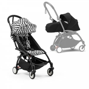 Poussette complète yoyo 3 châssis noir pack 0+ et 6+ zebra / noir Stokke
