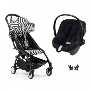 Poussette duo yoyo 3 pack 6+ et siège auto aton b2 black - chassis noir - zebra Stokke