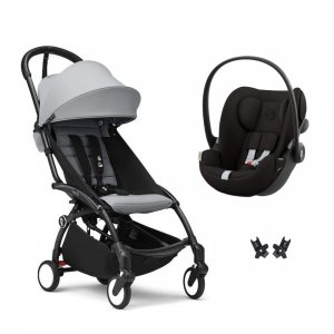 Poussette duo yoyo 3 pack 6+ et siège auto cloud g black - chassis noir - stone Stokke