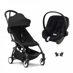Poussette duo yoyo 3 pack 6+ et siège auto aton b2 black - chassis noir - noir Stokke