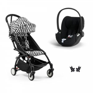 Poussette duo yoyo 3 pack 6+ et siège auto cloud t plus black - chassis noir - zebra Stokke