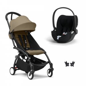 Poussette duo yoyo 3 pack 6+ et siège auto cloud t plus beige - chassis noir - toffee Stokke