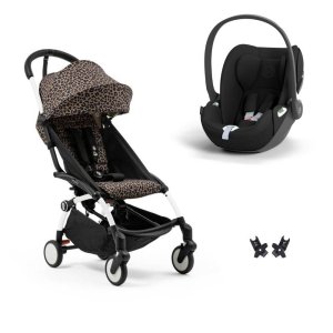 Poussette duo yoyo 3 pack 6+ et siège auto cloud t - chassis blanc - léopard Stokke