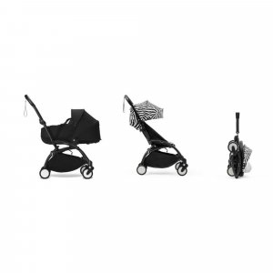 Poussette duo yoyo 3 - châssis noir pack 6+ et nacelle zebra / noir Stokke