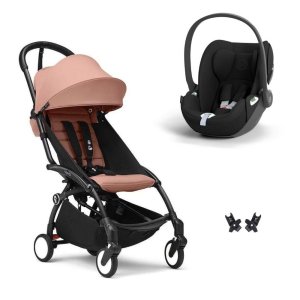 Poussette duo yoyo 3 pack 6+ et siège auto cloud t black - chassis noir - ginger Stokke