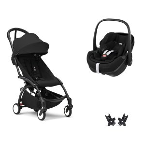 Poussette duo yoyo 3 pack 6+ et siège auto pebble 360 pro² - chassis noir - noir Stokke