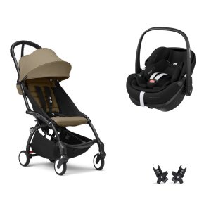 Poussette duo yoyo 3 pack 6+ et siège auto pebble 360 pro² - chassis noir - toffee Stokke