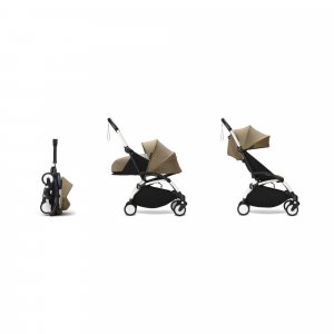 Poussette complète yoyo 3 châssis blanc pack 0+ et 6+ toffee Stokke