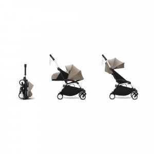 Poussette complète yoyo 3 châssis blanc pack 0+ et 6+ taupe Stokke