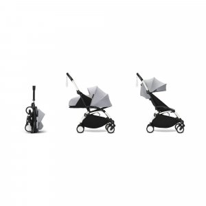 Poussette complète yoyo 3 châssis blanc pack 0+ et 6+ stone Stokke