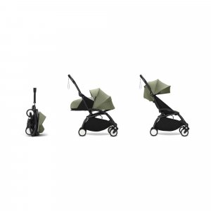 Poussette complète yoyo 3 châssis noir pack 0+ et 6+ olive Stokke