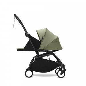Poussette complète yoyo 3 châssis noir pack 0+ et 6+ olive Stokke