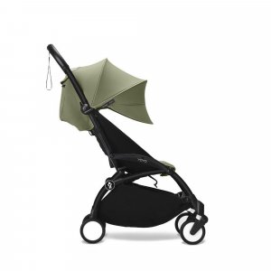 Poussette complète yoyo 3 châssis noir pack 0+ et 6+ olive Stokke