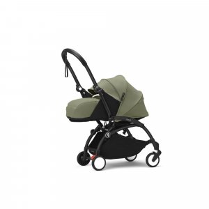 Poussette complète yoyo 3 châssis noir pack 0+ et 6+ olive Stokke