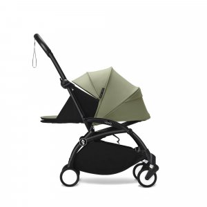 Poussette complète yoyo 3 châssis noir pack 0+ et 6+ olive Stokke
