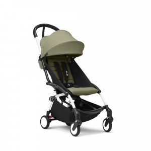 Poussette complète yoyo 3 châssis blanc pack 0+ et 6+ olive Stokke