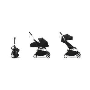 Poussette complète yoyo 3 châssis blanc pack 0+ et 6+ noir Stokke